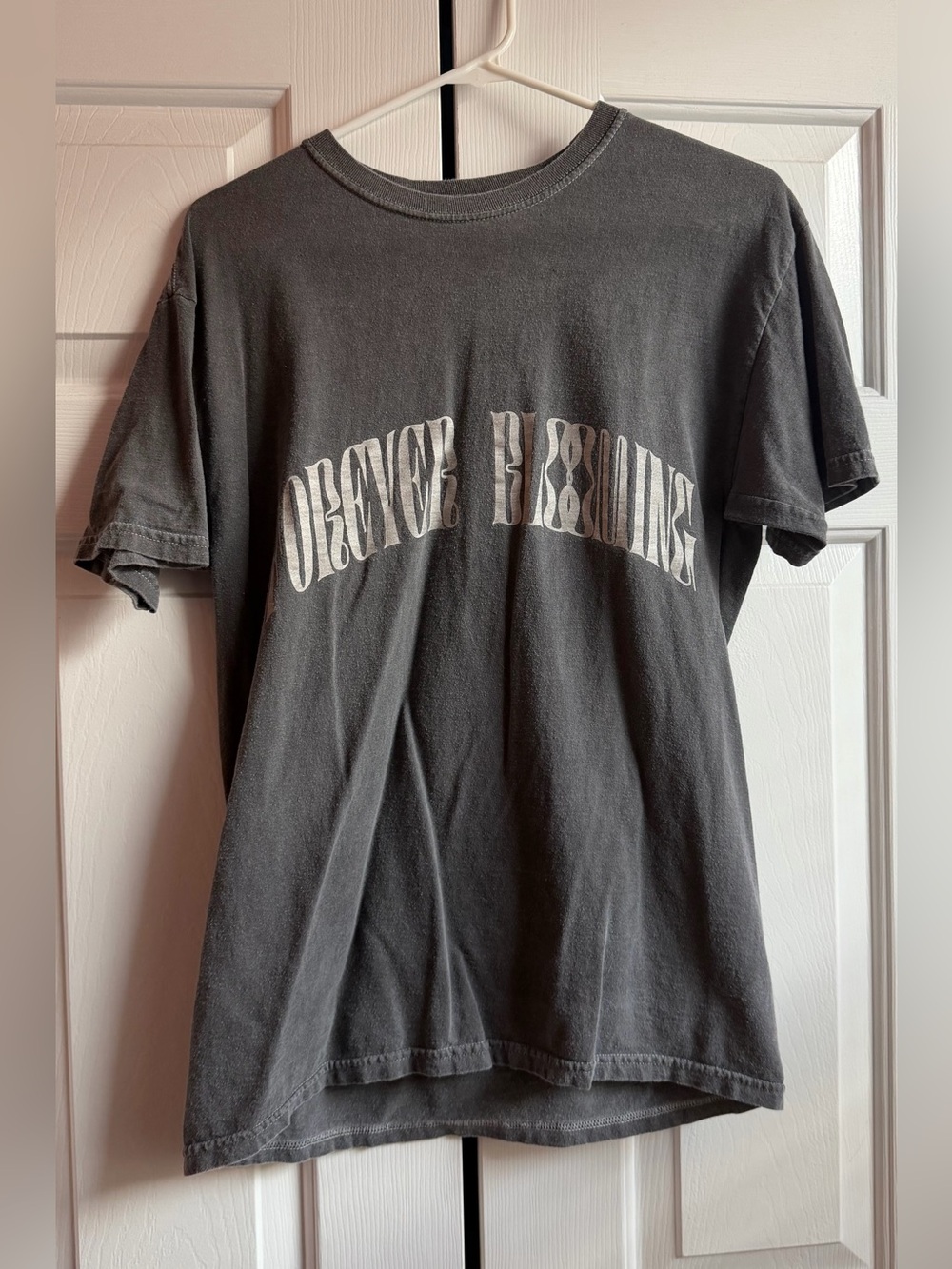 “Forever Blooming” Vintage-Style Gray Graphic Butterfly T-Shirt